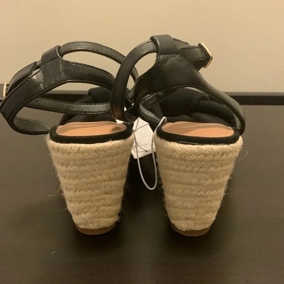 OLD NAVY Knotted Canvas Espadrille Wedge Sandals‎ in Black Jack - Picture 7 of 11